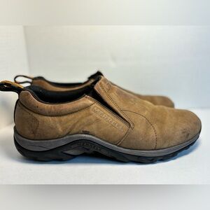 Merrell Mens Jungle Moc Slip-On Shoes Brown Leather Comfort Size 10